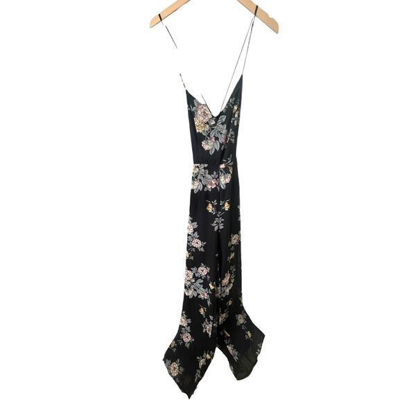 Lulus Shea Black Floral Print Jumpsuit Sleeveless Cross Back V Neck Medium - Picture 3 of 11